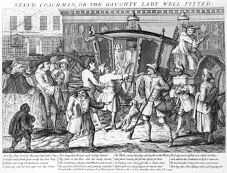 Stand Coachman or the Haughty Lady Well Fitted, published by J. Wakelin, 1750