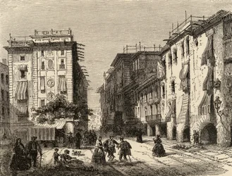 Street in Barcelona, illustration from 