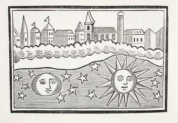 Sun, Moon, Stars and Earth Transposed (illustration)