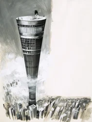 Super Cities in the Sky. Futuristic skyscraper