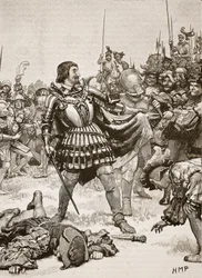 Surrender of Francis on the Battlefield of Pavia, Illustration from Cassell