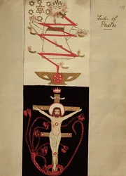 Symbolic designs on the lid of the Pastos in the vault of the Adepts, c.1895