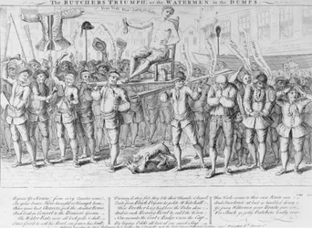 The Butchers Triumph, or Waterman in the Dumps, 1750