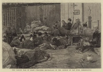 The Carlist War in Spain, Wounded Republicans in the Church of San Juan, Somorrostro