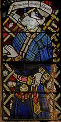 Window depicting a prophet (composite figure) with jewels of inset coloured glass