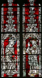 The East window (Ew) depicting the Coronation of the Virgin