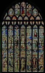 The East window depicting the Crucifixion, the Deposition, the Resurrection and the Ascension