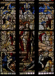 The East window depicting the Resurrection and other post-Crucifixion events