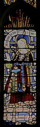 Window depicting the Virgin Mary (composite figure) - with jewels of inset glass