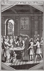 The Examination of William Hale before Bishop Bonner, illustration from Foxe