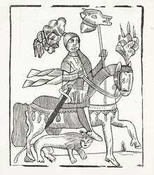 The Famous History of Guy Earl of Warwick, illustration from Chap-books of the Eighteenth Century by John Ashton, pub. 1882
