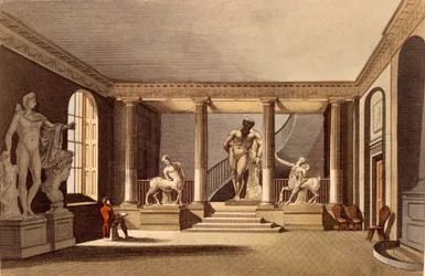The Hall at the Royal Academy, Somerset House, illustration from Ackermann