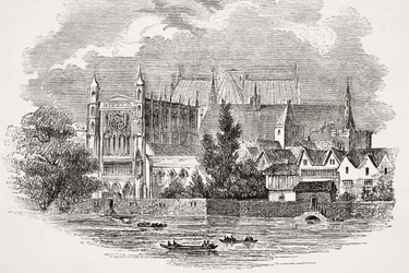 The Houses of Parliament from the River in the Time of John Hampden, from 