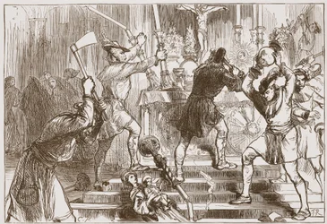 The Iconoclasts Destroying the Images and Altar Decorations of a Roman Catholic Church, Illustration from 