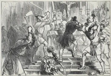 The Iconoclasts destroying the images and altar decorations of a Roman Catholic Church