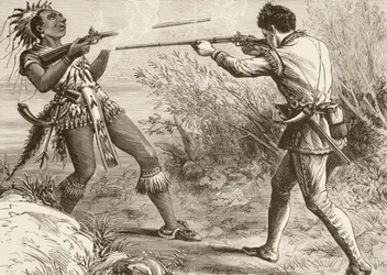 The Indian Chief Paugus is Killed by an English Militiaman