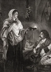 The Lady with the Lamp: Florence Nightingale in the hospital at the Scutari Barracks, Turkey, during the Crimean War.