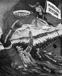 The Last Hope, a Municipal Reform Party poster, published in The Graphic, October 27th 1906