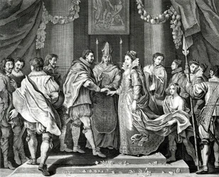 The Marriage of the King, after a painting by L. Cheron