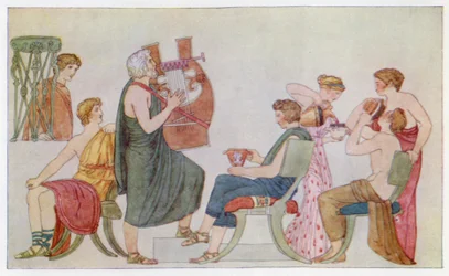 The Minstrel singing to the Suitors