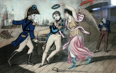 The Noble Admiral Lord Nelson, falling in the Arms of Victory, March 11