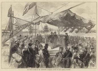 The Prince of Wales on the Breakwater at Holyhead, opening the New Harbour of Refuge