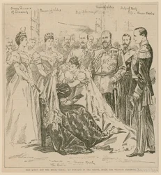 The Queen and the Royal Bride, an incident in the Chapel after the wedding ceremony, 23 July 1896