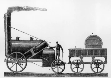 The Rocket, steam locomotive designed and built by George and Robert Stephenson in 1829 for the Liverpool-Manchester railway