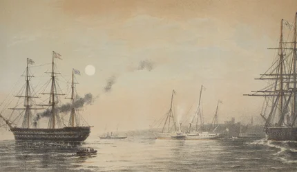 The Royal Yacht off Margate evening of 5th March 1863, from A Memorial of the Marriage of Edward VII and Alexandra of Denmark
