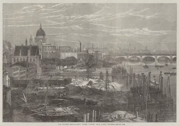 The Thames Embankment Works, viewed from King