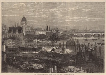 The Thames Embankment works, viewed from King