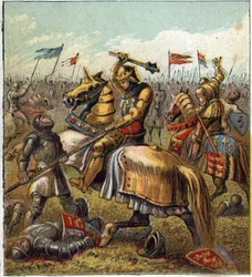 The War of the Two Roses (1455-1485): Battle between the Royal House of York and the Royal Mason of Lancaster. Illustration of the English Civil War born by the division of the successors of King Edward III into two branches.