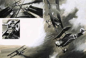 The Battle Between British SE5s and Werner Voss in his Fokker Triplane