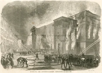 The burning of Covent Garden Theatre, London, on the morning of 5 March 1856