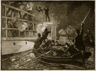 The capture of the Caroline, 1837, illustration from Cassell