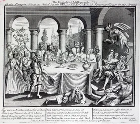 The Diabolical Masquerade, or the Dragons-Feast as Acted by the Hell-Fire-Club, at Somerset House in the Strand, c.1721
