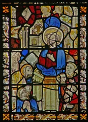 The east window depicting St Peter preaching