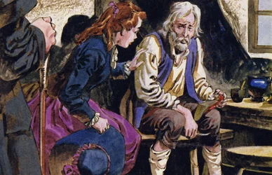 The elderly cobbler did not recognise his daughter