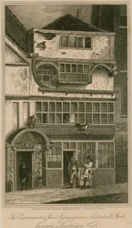 The entrance to a Jewish Synagogue in Leadenhall Street, London, formerly Bricklayers Hall