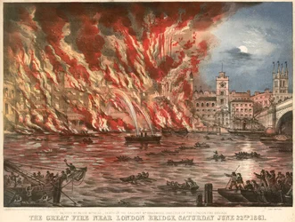 The Great Fire near London Bridge, Saturday 22 June 1861