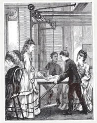 The instruments for carrying messages at the Post Office Telegraph Headquarters, Telegraph Street, London, from The Graphic, 1871