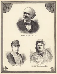 The late Sir Julius Benedict, Mrs Bancroft (nee Marie Wilton), the late Madame Sainton Dolby (engraving)