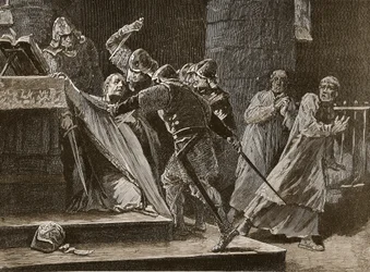 The murder of Becket in Canterbury Cathedral (Illustration from Cassell