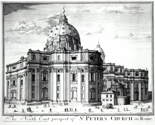 The north east prospect of St. Peters Church, Rome, engraved by H. Hulfbergh