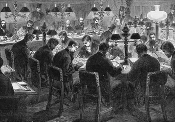 The reporters room at the House of Commons