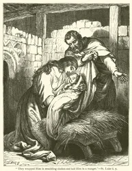 They wrapped Him in swaddling clothes and laid Him in a manger, St Luke, ii, 7