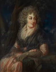 Three Quarter Length Portrait of a Lady in Eighteenth Century Dress