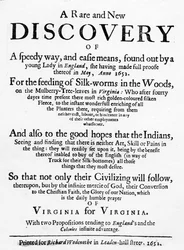 Title Page for The Reformed Virginian Silk-Worm by Samuel Hartlib, published 1652