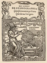 Title Page for Two Books of Cosmography by Hieronymo Girana Tarragones, from The Narrative and Critical History of America, Edited by Justin Winsor