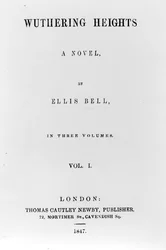 Title Page for the first edition of Wuthering Heights by Ellis Bell (pseudonym of Emily Bronte), published 1847